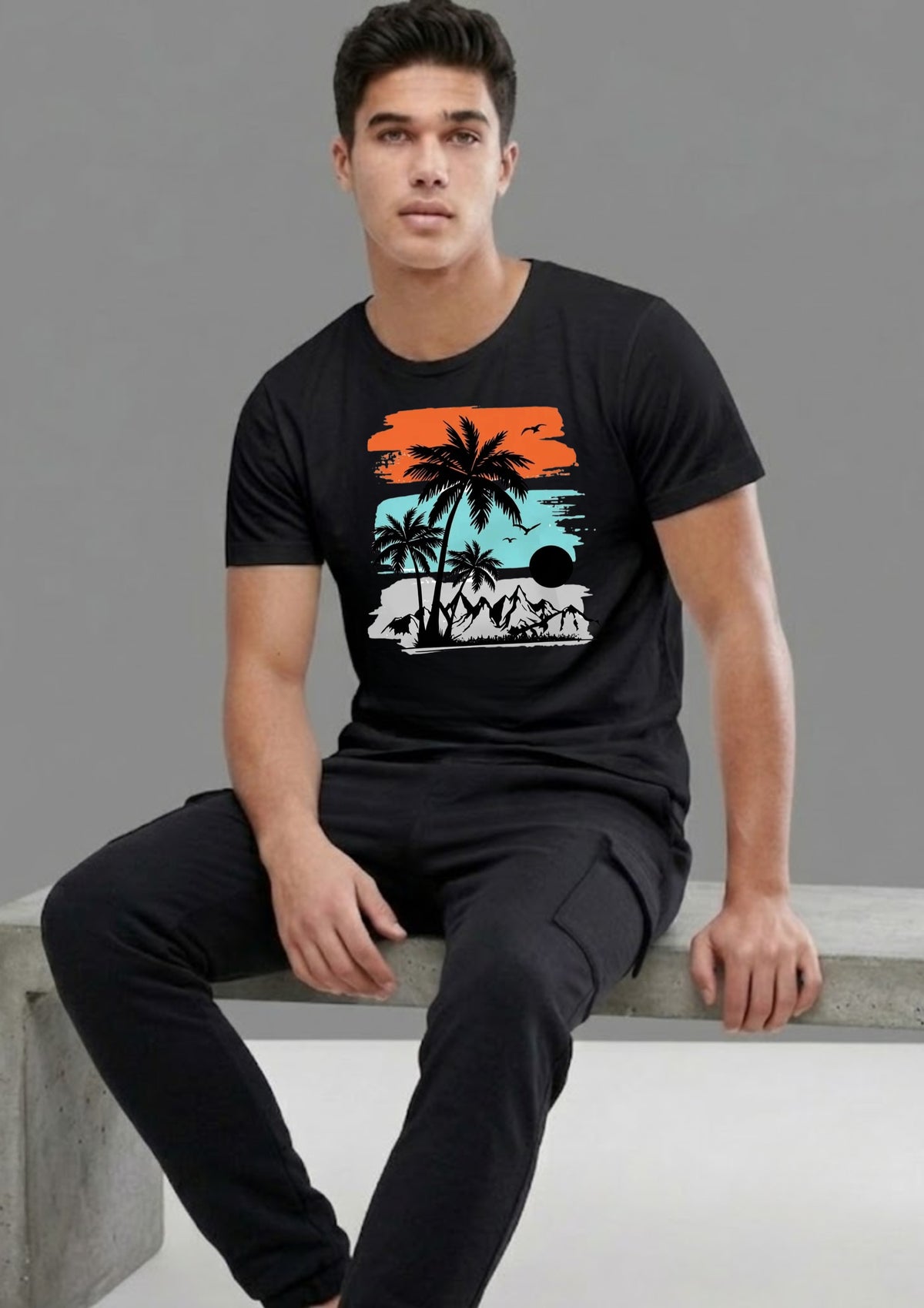 Beach Coconut Tree Regular T-Shirt | 180 GSM | 100% Cotton