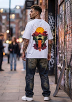 Psychedelic Sun Skull Graphic Oversized T-Shirt | 220 GSM | 100% Cotton