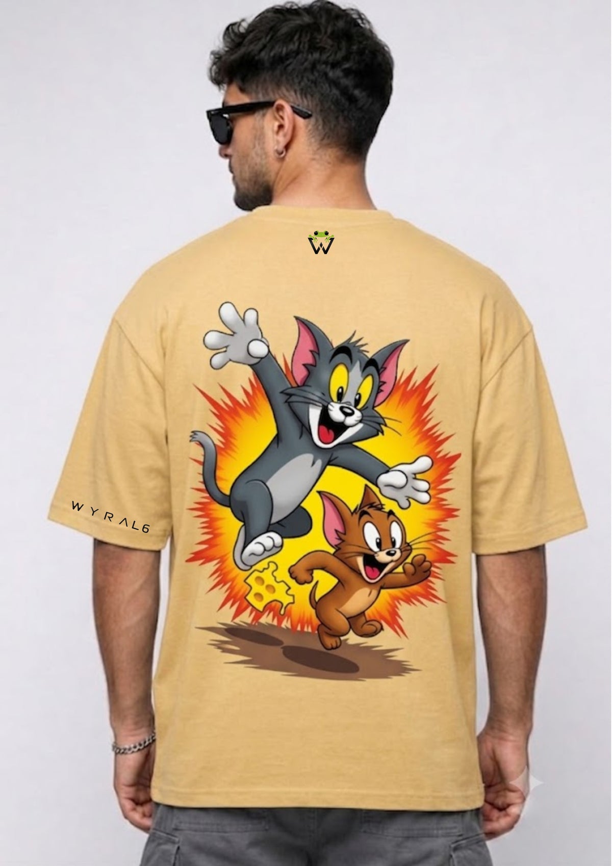 Tom & Jerry Cartoon Graphic Oversized T-Shirt | 220 GSM | 100% Cotton