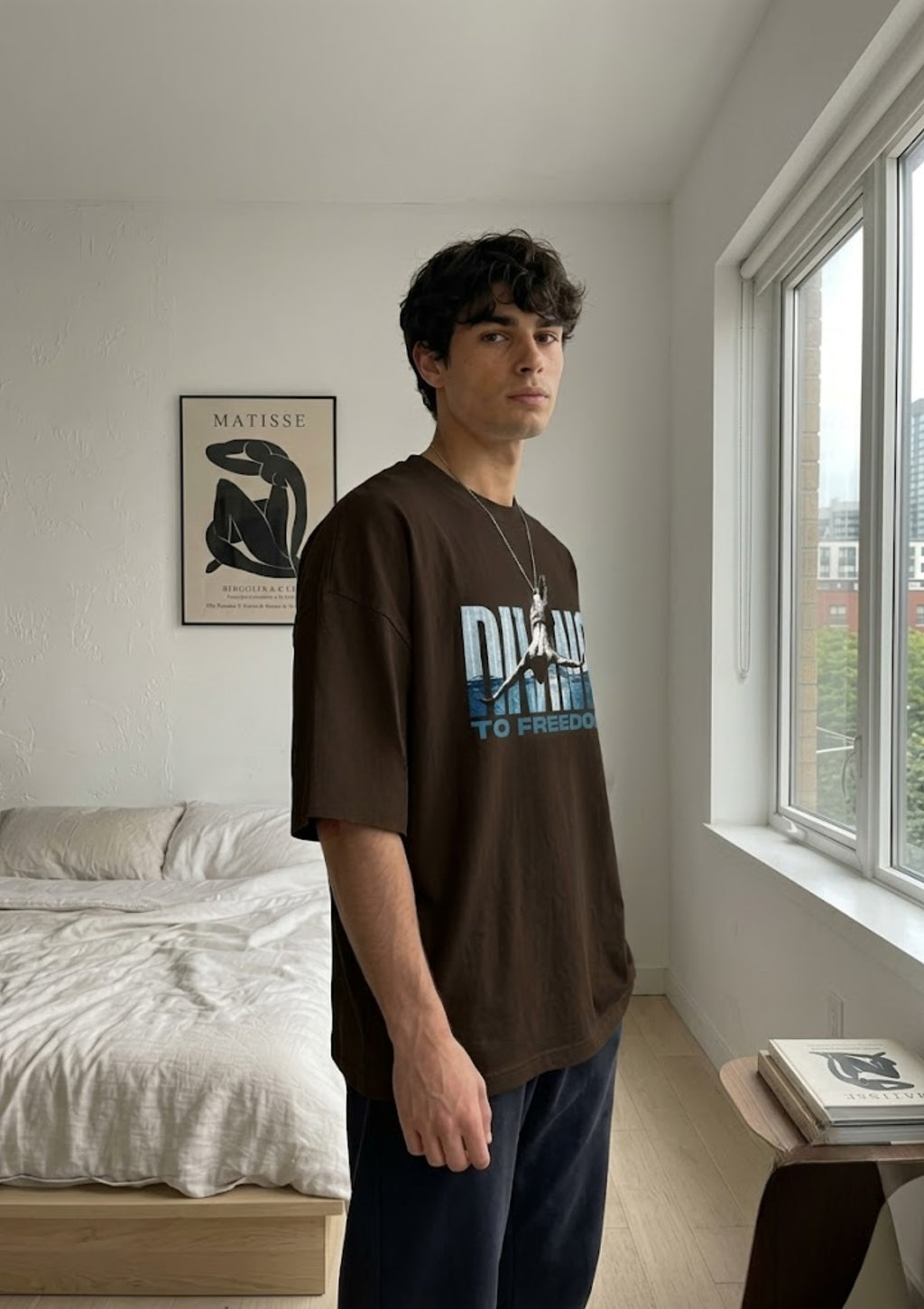 Diving To Freedom Graphic Oversized T-Shirt | 220 GSM | 100% Cotton