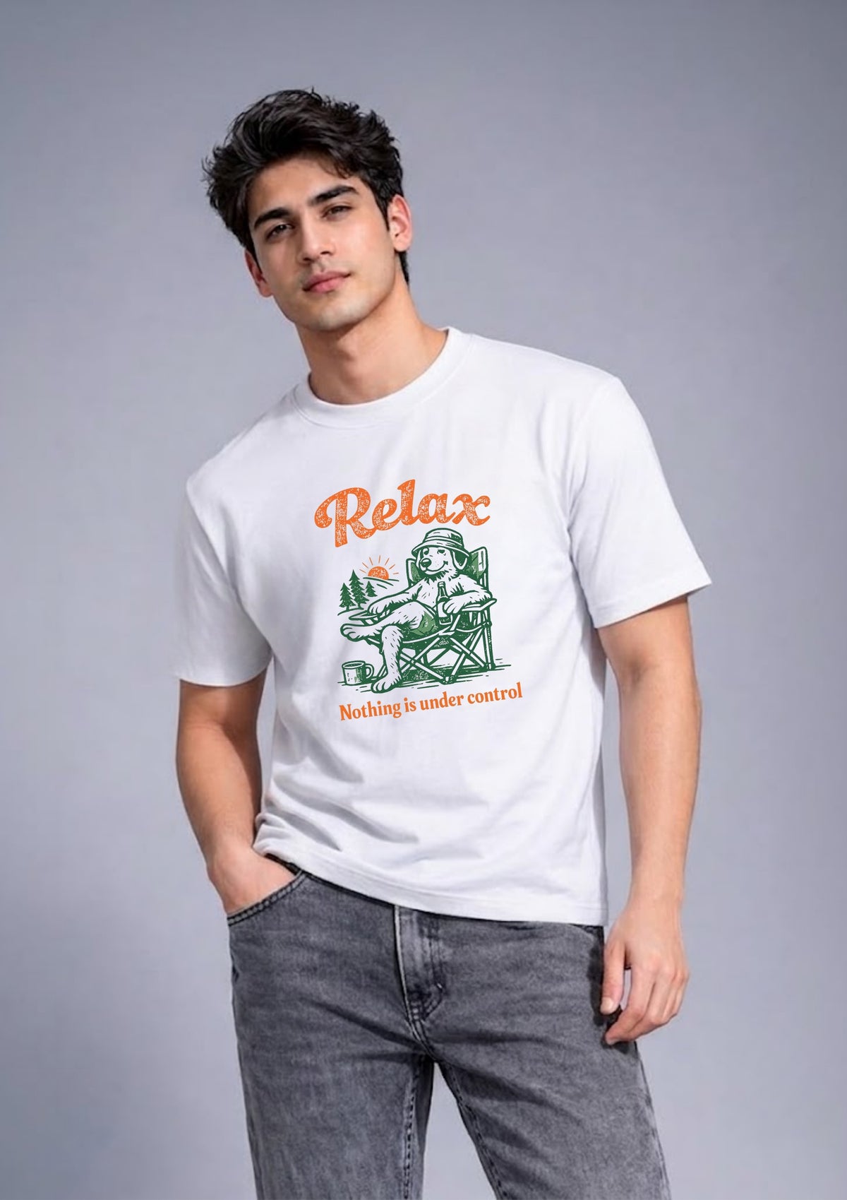 Relax Nothing Is Under Control Graphic Regular T-Shirt | 180 GSM | 100% Cotton