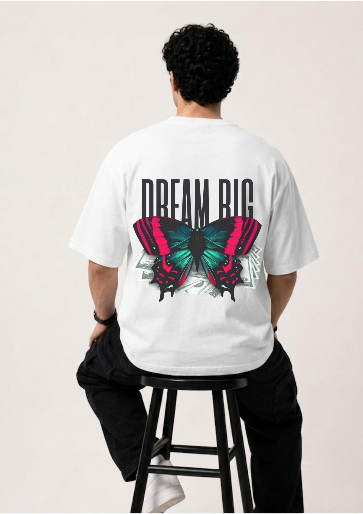 Dream Big Butterfly Graphic Oversized T-Shirt | 220 GSM | 100% Cotton