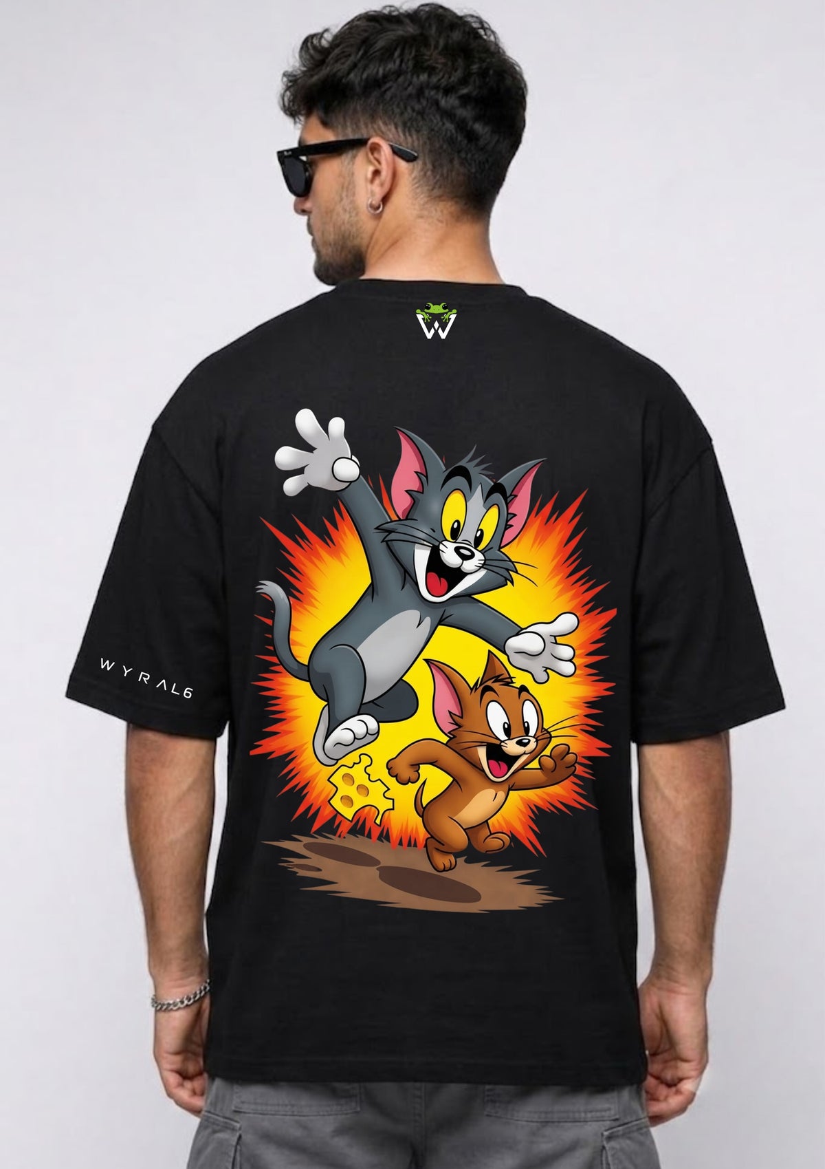 Tom & Jerry Cartoon Graphic Oversized T-Shirt | 220 GSM | 100% Cotton