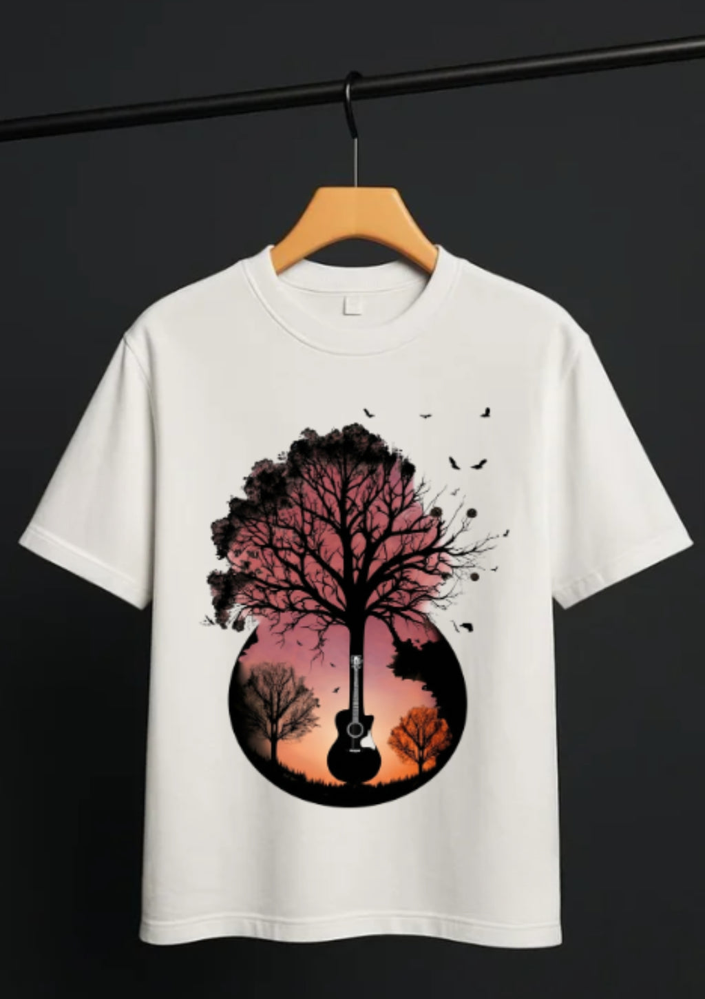 Tree & Guitar Graphic Oversized T-Shirt | 220 GSM | 100% Cotton