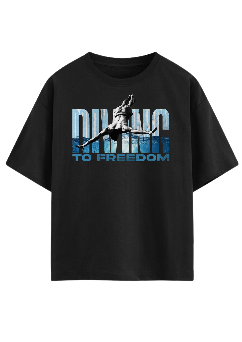 Diving To Freedom Graphic Oversized T-Shirt | 220 GSM | 100% Cotton