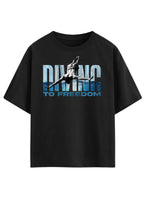 Diving To Freedom Graphic Oversized T-Shirt | 220 GSM | 100% Cotton