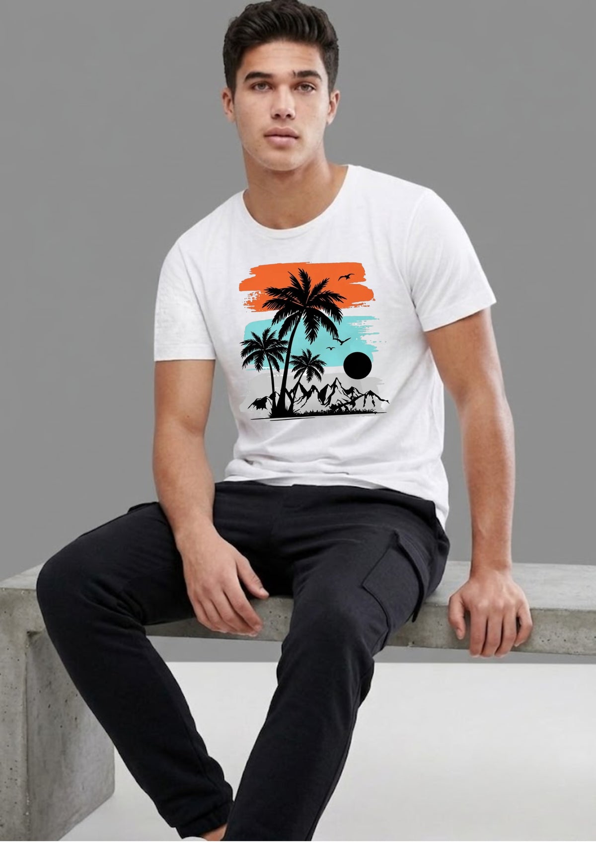 Beach Coconut Tree Regular T-Shirt | 180 GSM | 100% Cotton
