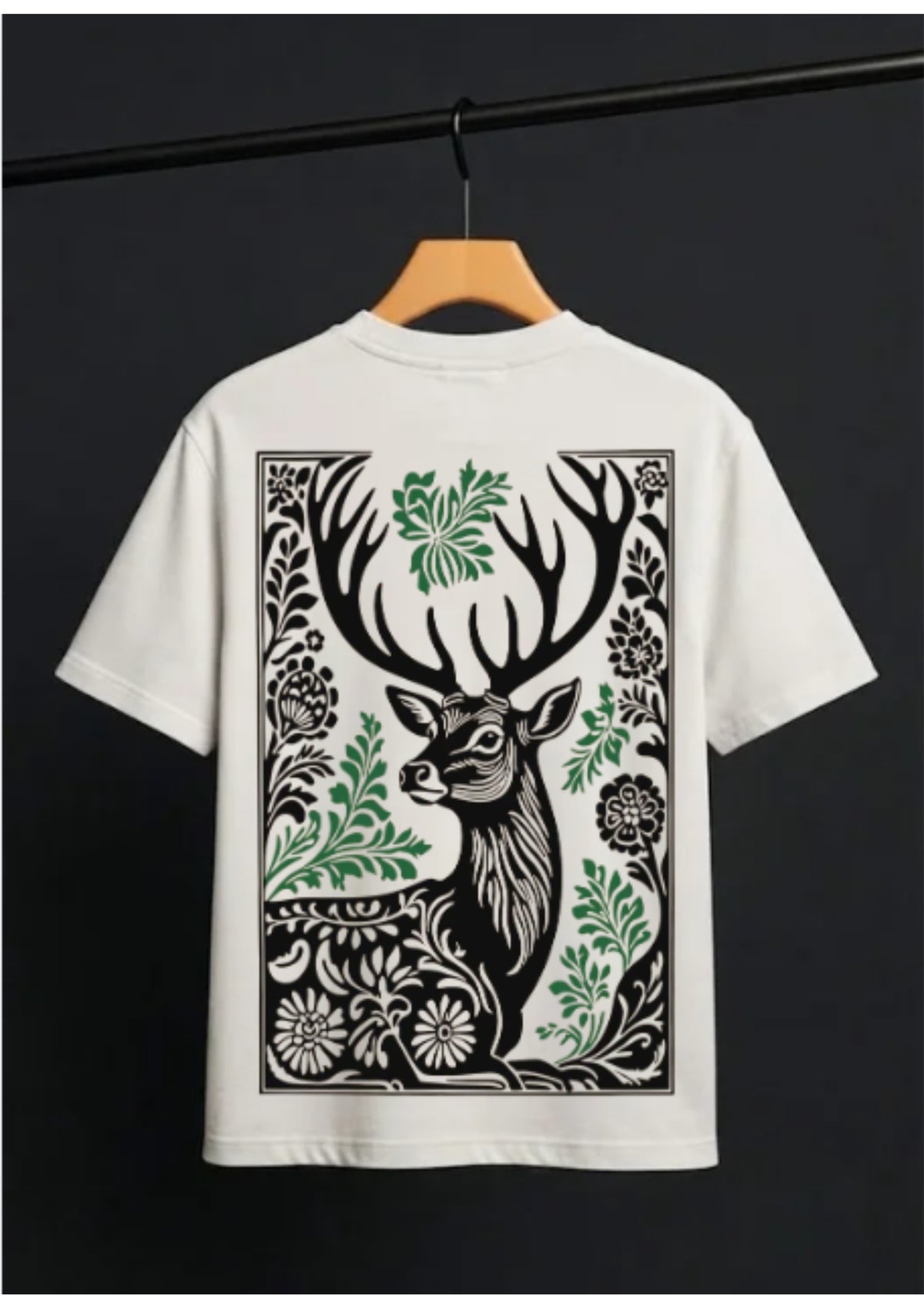 Deer Floral Graphic Oversized T-Shirt | 220 GSM | 100% Cotton