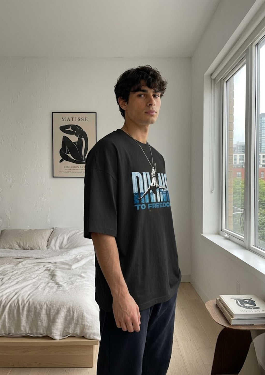 Diving To Freedom Graphic Oversized T-Shirt | 220 GSM | 100% Cotton