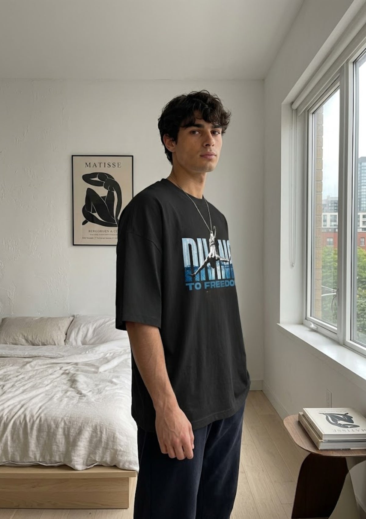 Diving To Freedom Graphic Oversized T-Shirt | 220 GSM | 100% Cotton