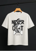 Never Quit Gaming Graphic Oversized T-Shirt | 220 GSM | 100% Cotton