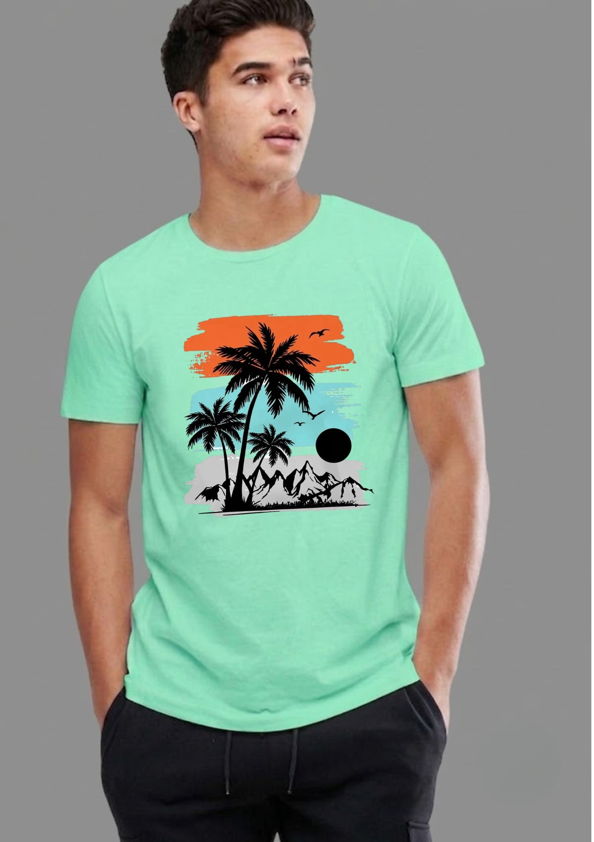 Beach Coconut Tree Regular T-Shirt | 180 GSM | 100% Cotton
