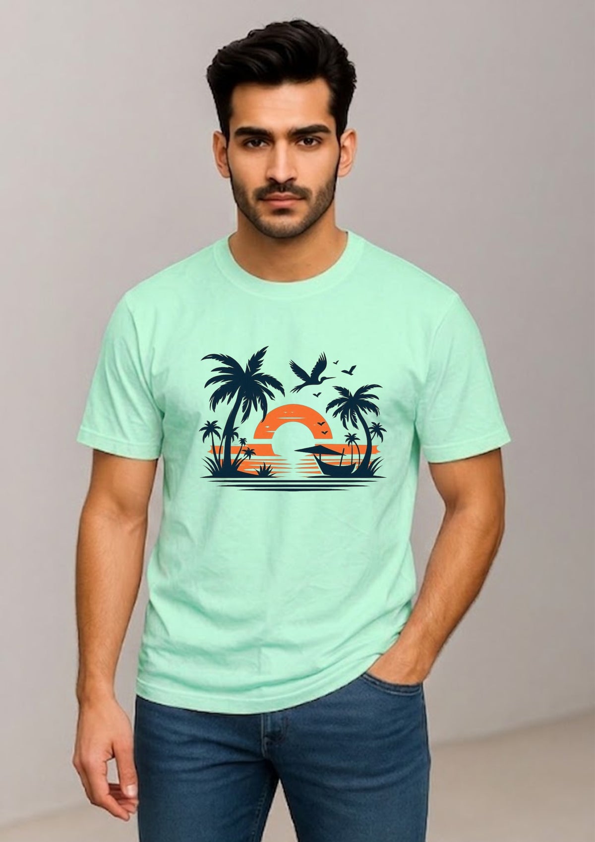 Beach Sunset Regular T-Shirt | 180 GSM | 100% Cotton