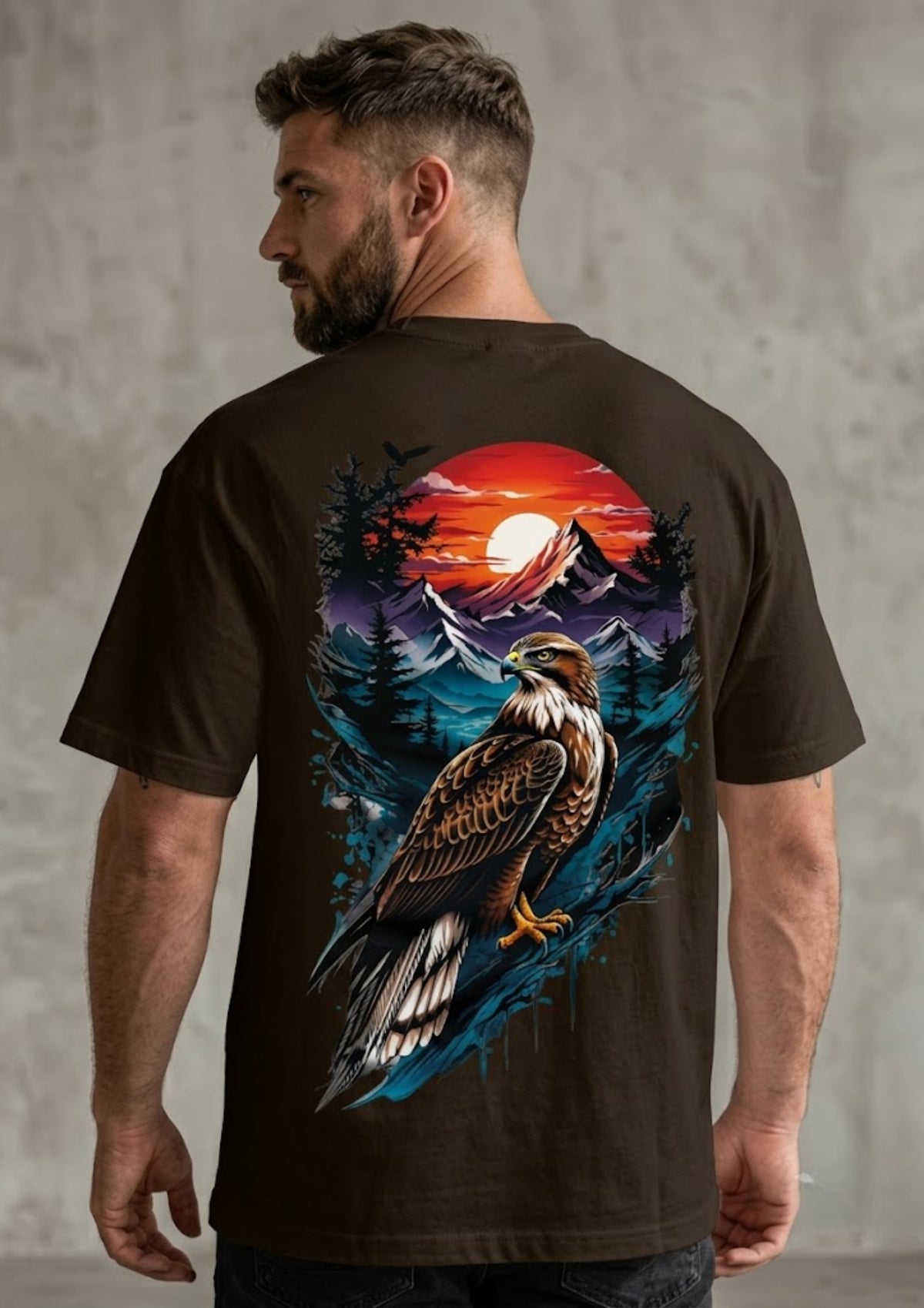Eagle Mountain Sunset Graphic Oversized T-Shirt | 220 GSM | 100% Cotton