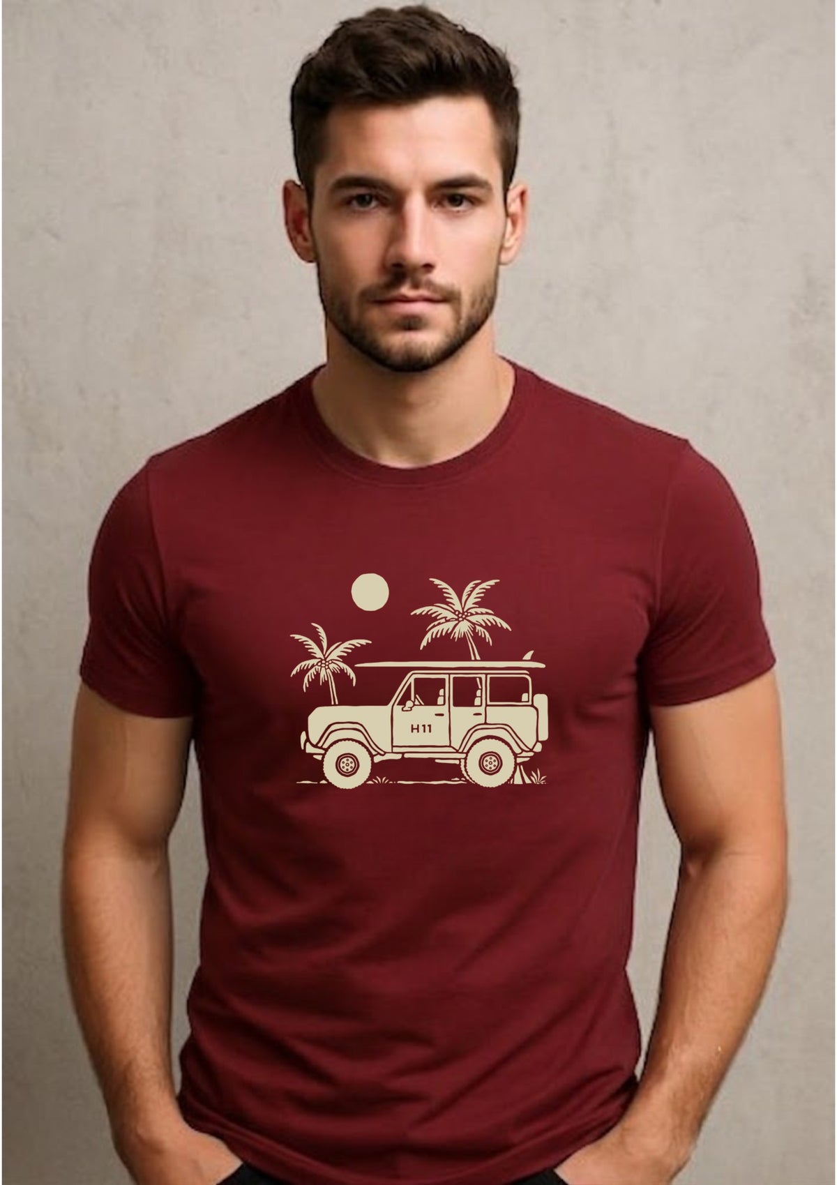Jeep Coconut Tree Regular T-Shirt | 180 GSM | 100% Cotton