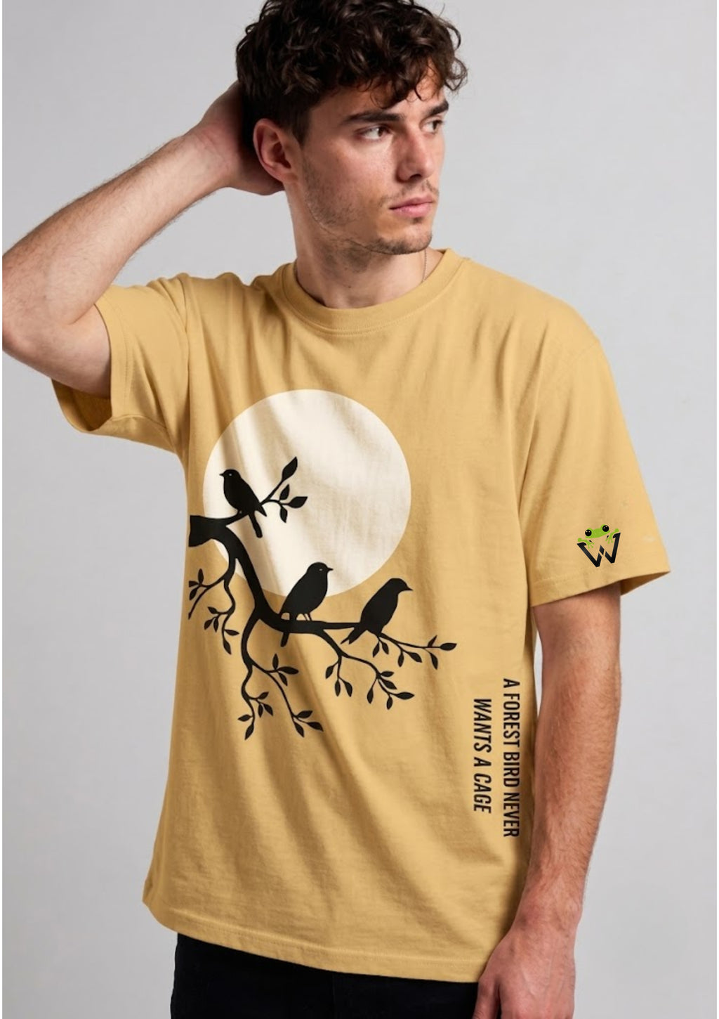 Forest Bird Graphic Oversized T-Shirt | 220 GSM | 100% Cotton