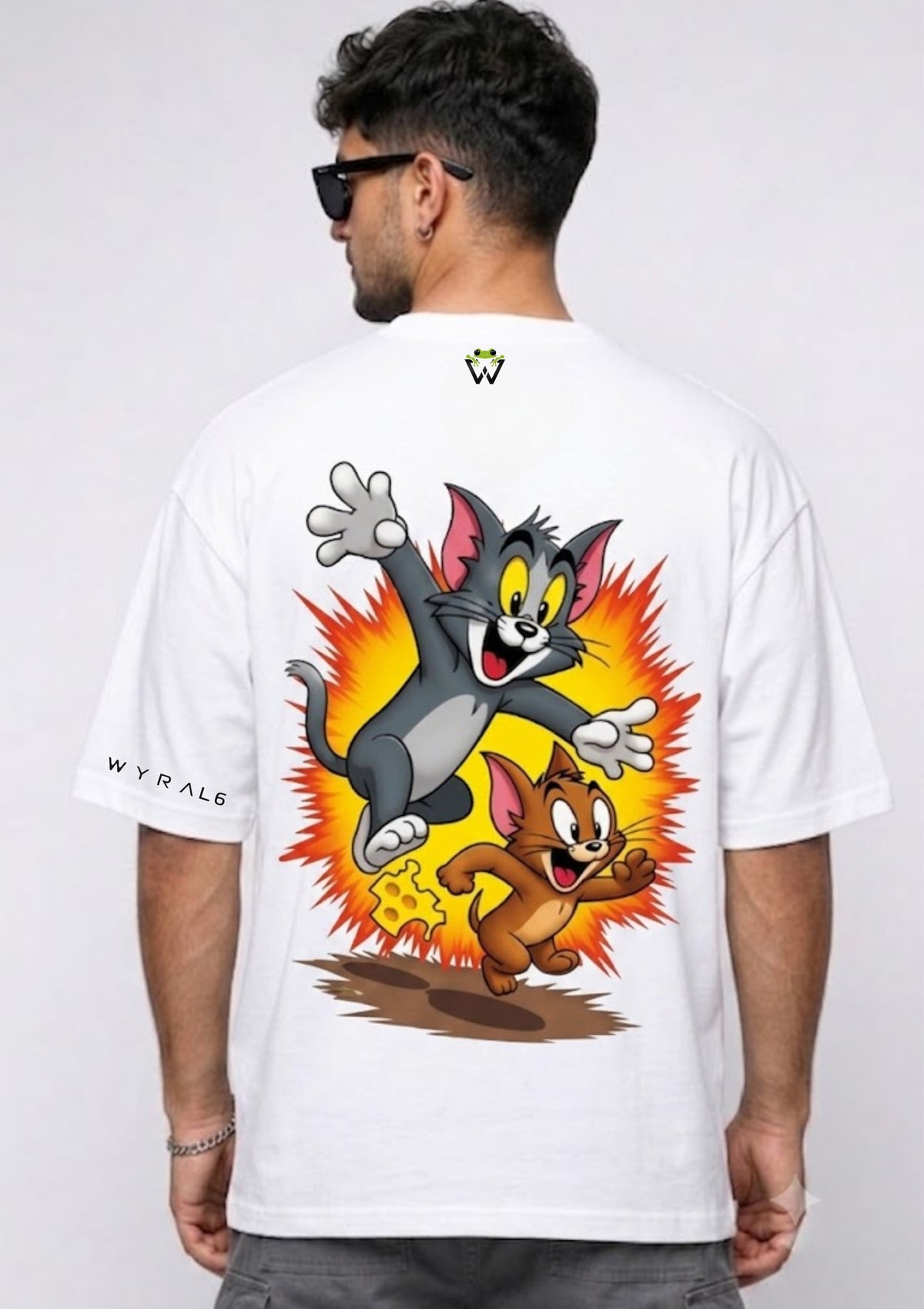 Tom & Jerry Cartoon Graphic Oversized T-Shirt | 220 GSM | 100% Cotton