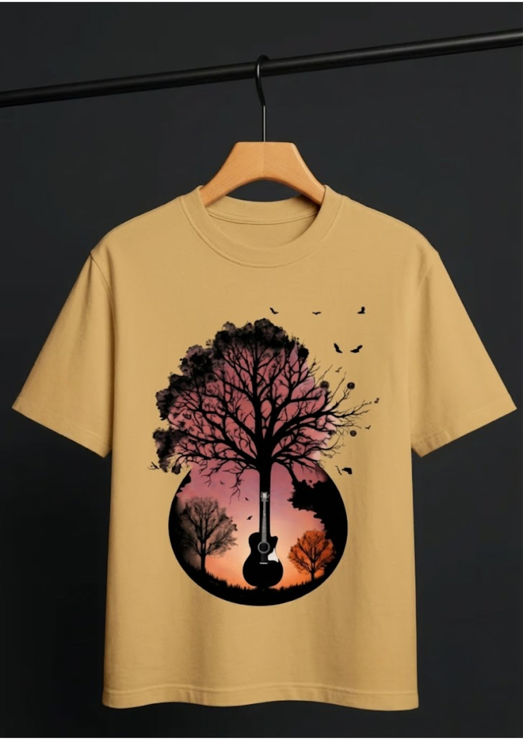 Tree & Guitar Graphic Oversized T-Shirt | 220 GSM | 100% Cotton