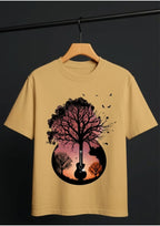 Tree & Guitar Graphic Oversized T-Shirt | 220 GSM | 100% Cotton