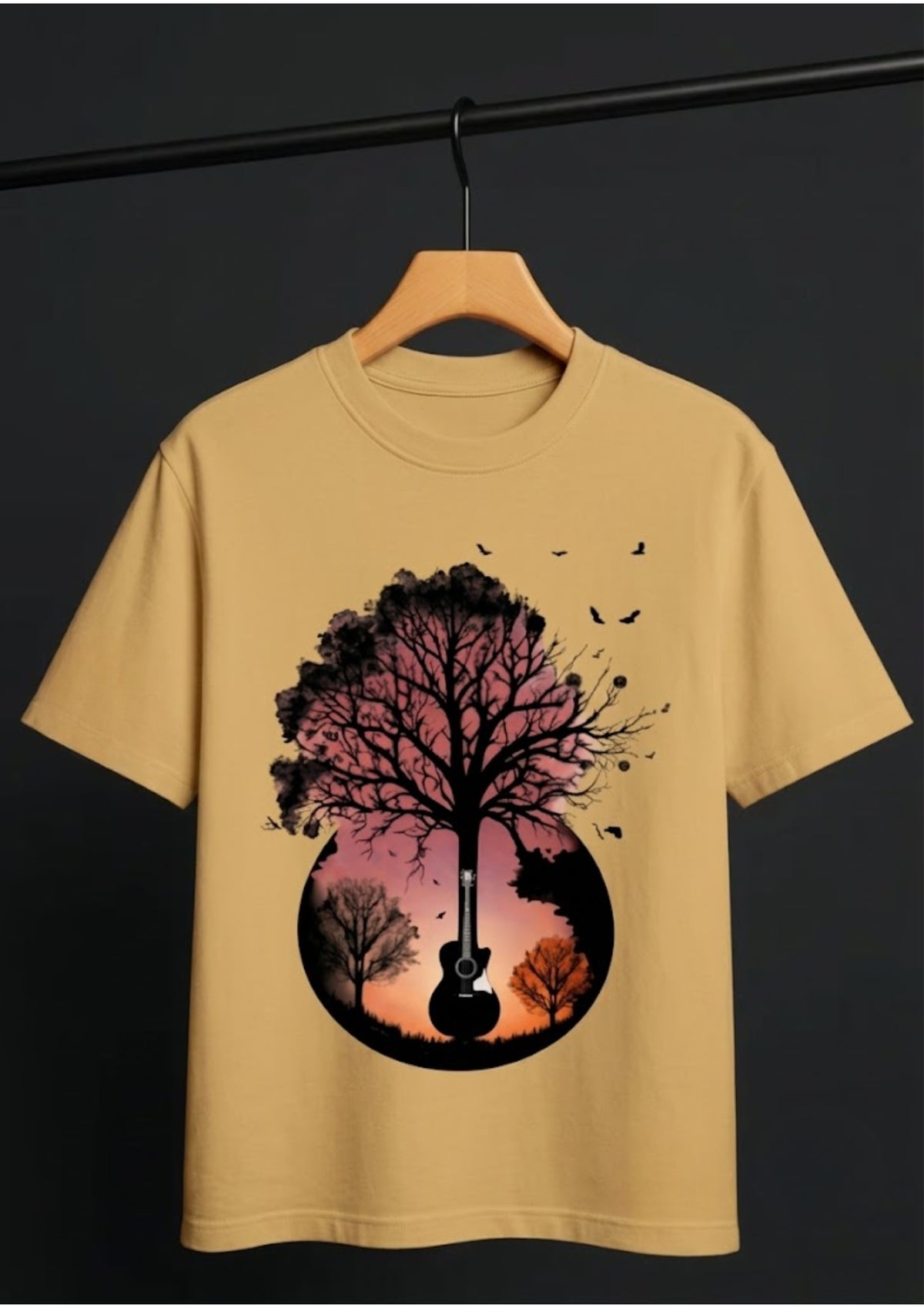Tree & Guitar Graphic Oversized T-Shirt | 220 GSM | 100% Cotton