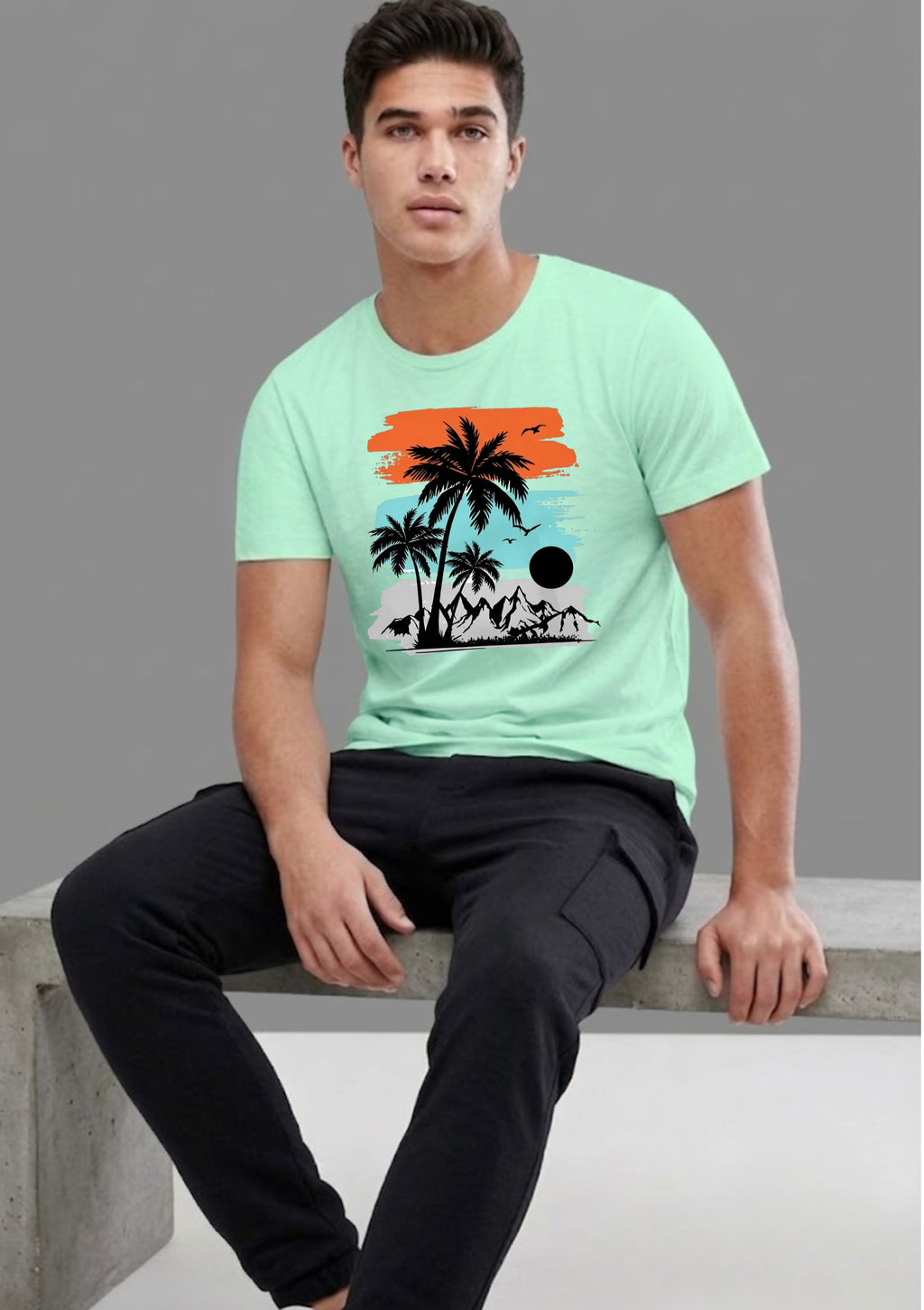 Beach Coconut Tree Regular T-Shirt | 180 GSM | 100% Cotton