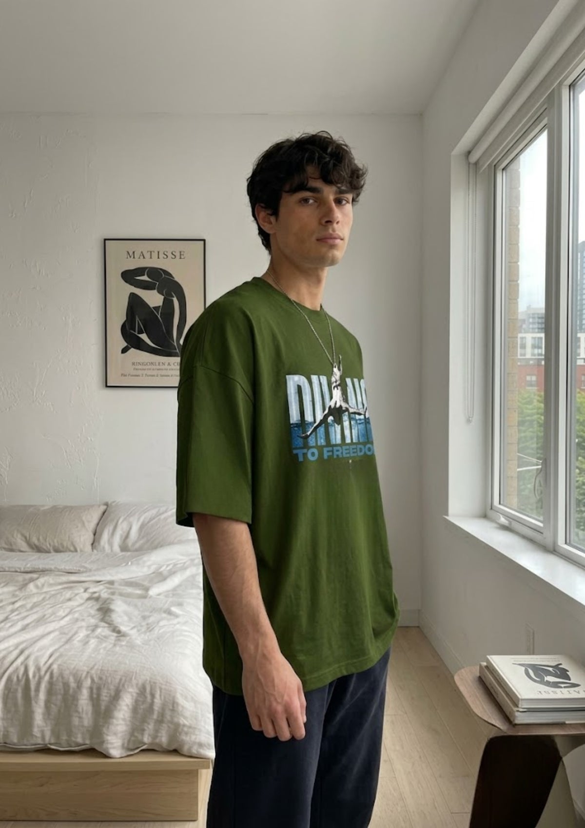 Diving To Freedom Graphic Oversized T-Shirt | 220 GSM | 100% Cotton