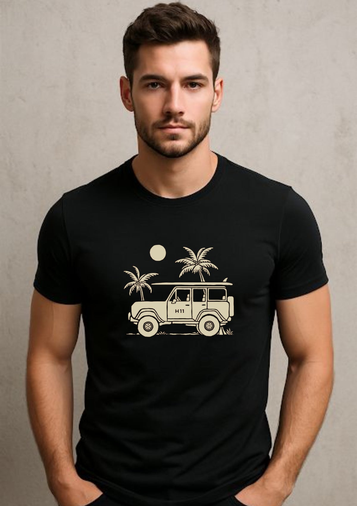 Jeep Coconut Tree Regular T-Shirt | 180 GSM | 100% Cotton