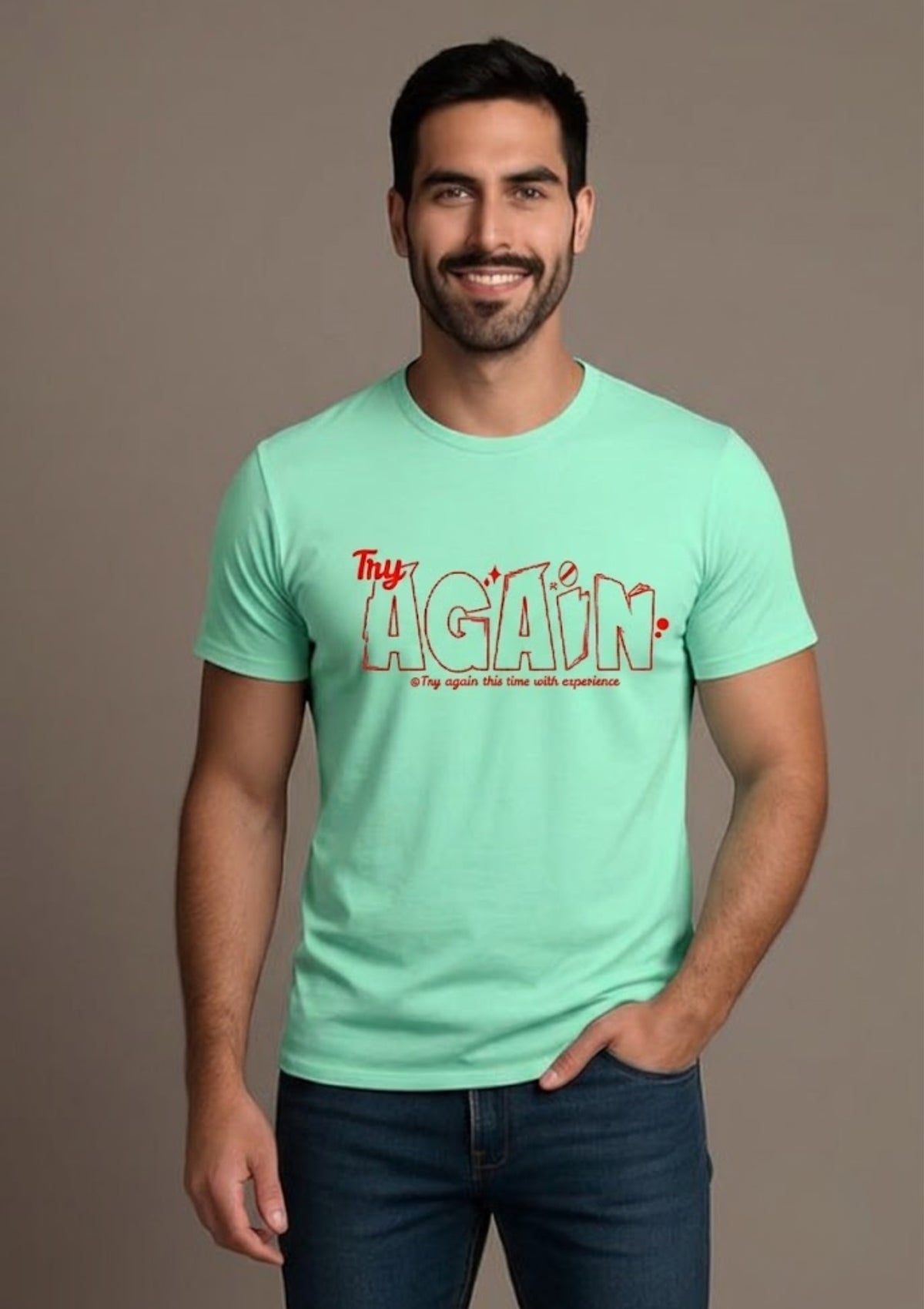 Try Again Graphic Regular T-Shirt | 180 GSM | 100% Cotton