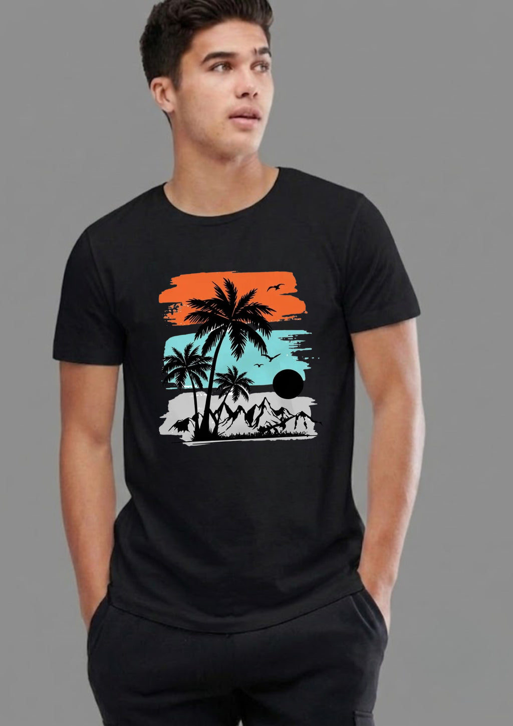 Beach Coconut Tree Regular T-Shirt | 180 GSM | 100% Cotton