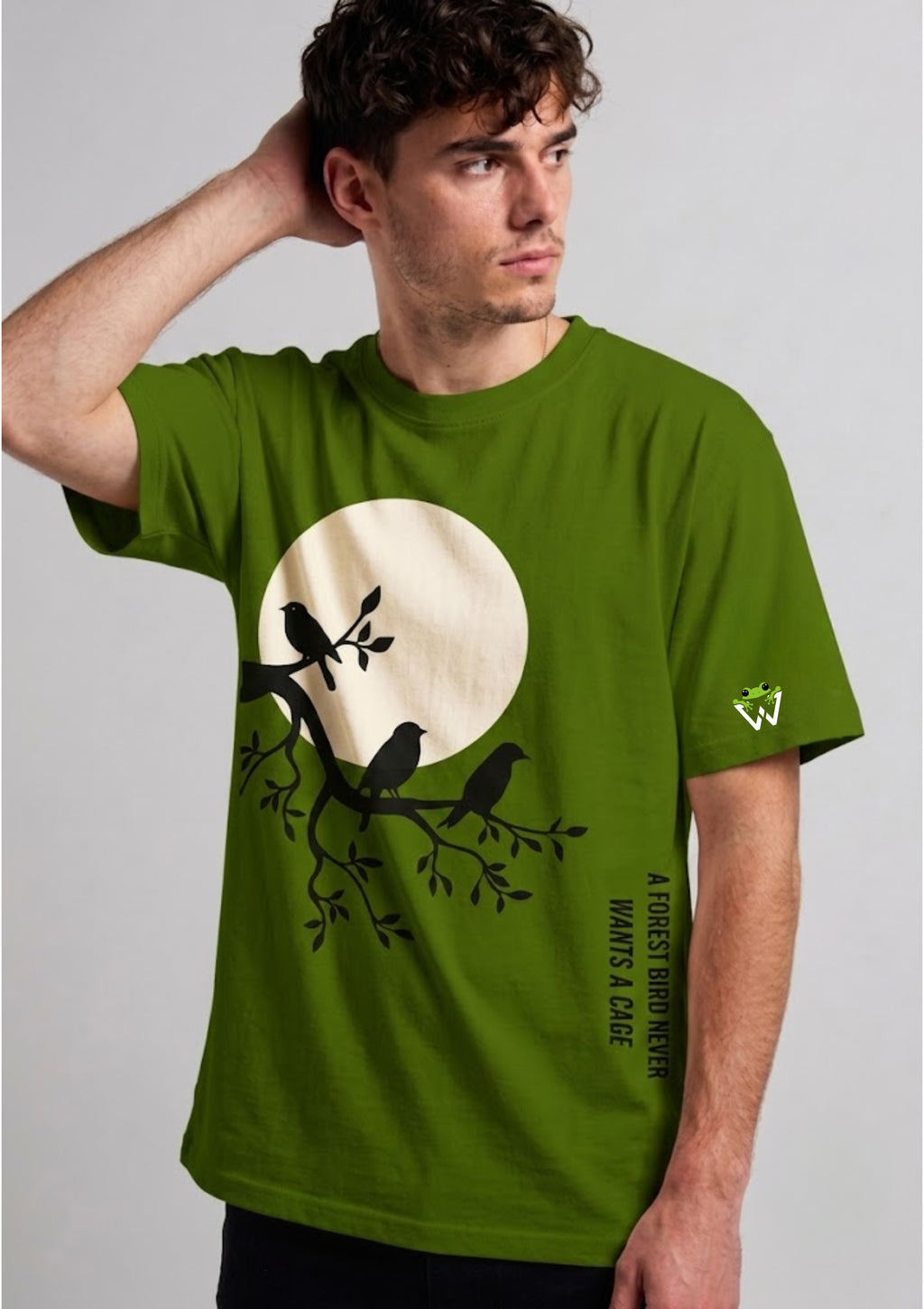 Forest Bird Graphic Oversized T-Shirt | 220 GSM | 100% Cotton