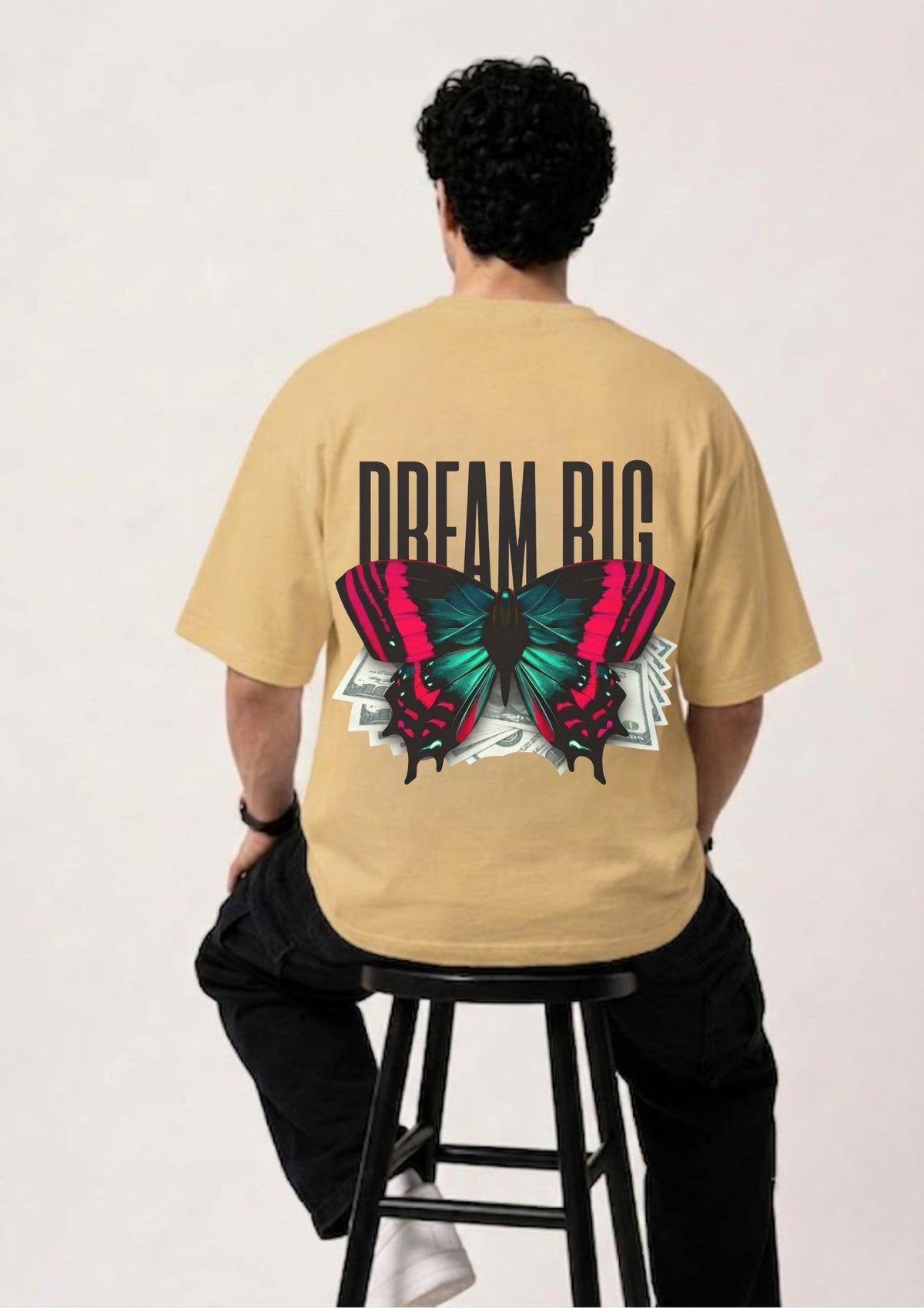 Dream Big Butterfly Graphic Oversized T-Shirt | 220 GSM | 100% Cotton
