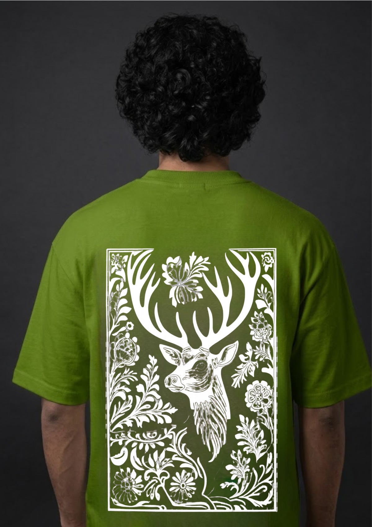 Deer Floral Graphic Oversized T-Shirt | 220 GSM | 100% Cotton