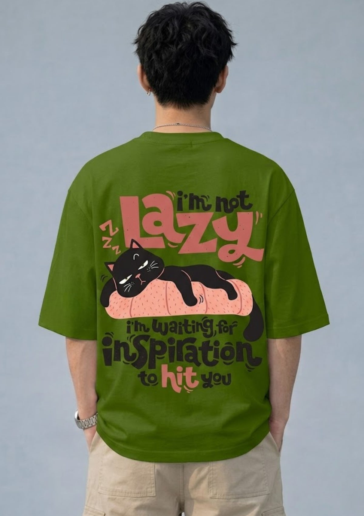 I'm Not Lazy Graphic Oversized T-Shirt | 220 GSM | 100% Cotton