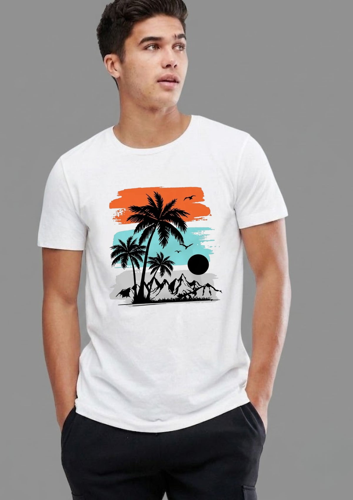 Beach Coconut Tree Regular T-Shirt | 180 GSM | 100% Cotton