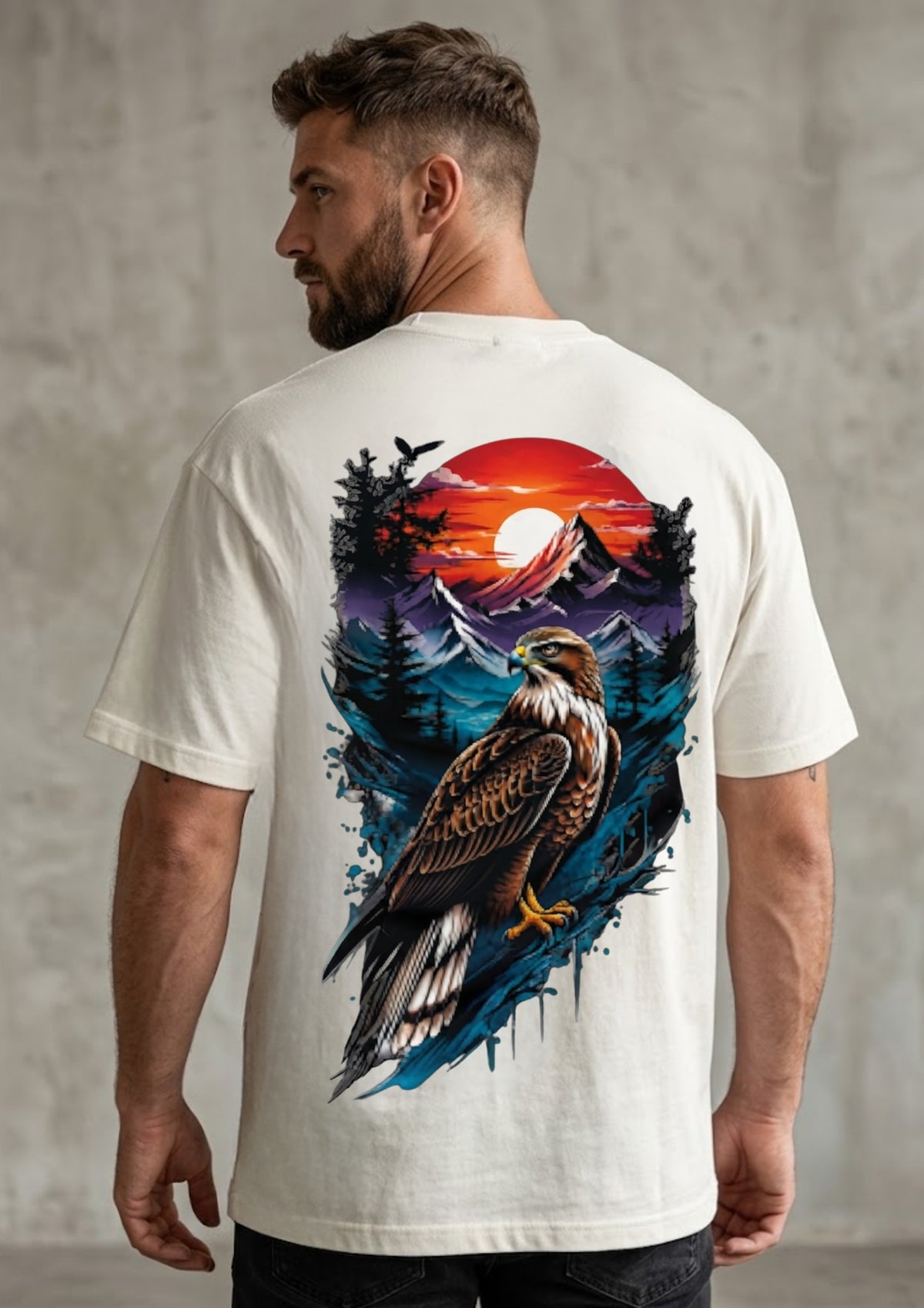 Eagle Mountain Sunset Graphic Oversized T-Shirt | 220 GSM | 100% Cotton